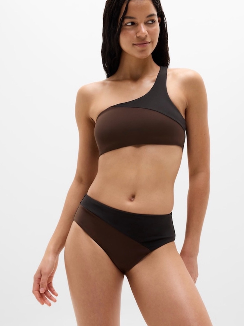 NWT-Athleta High Waist Full Cheeky Colorblock Swim Bottom, Extra Small